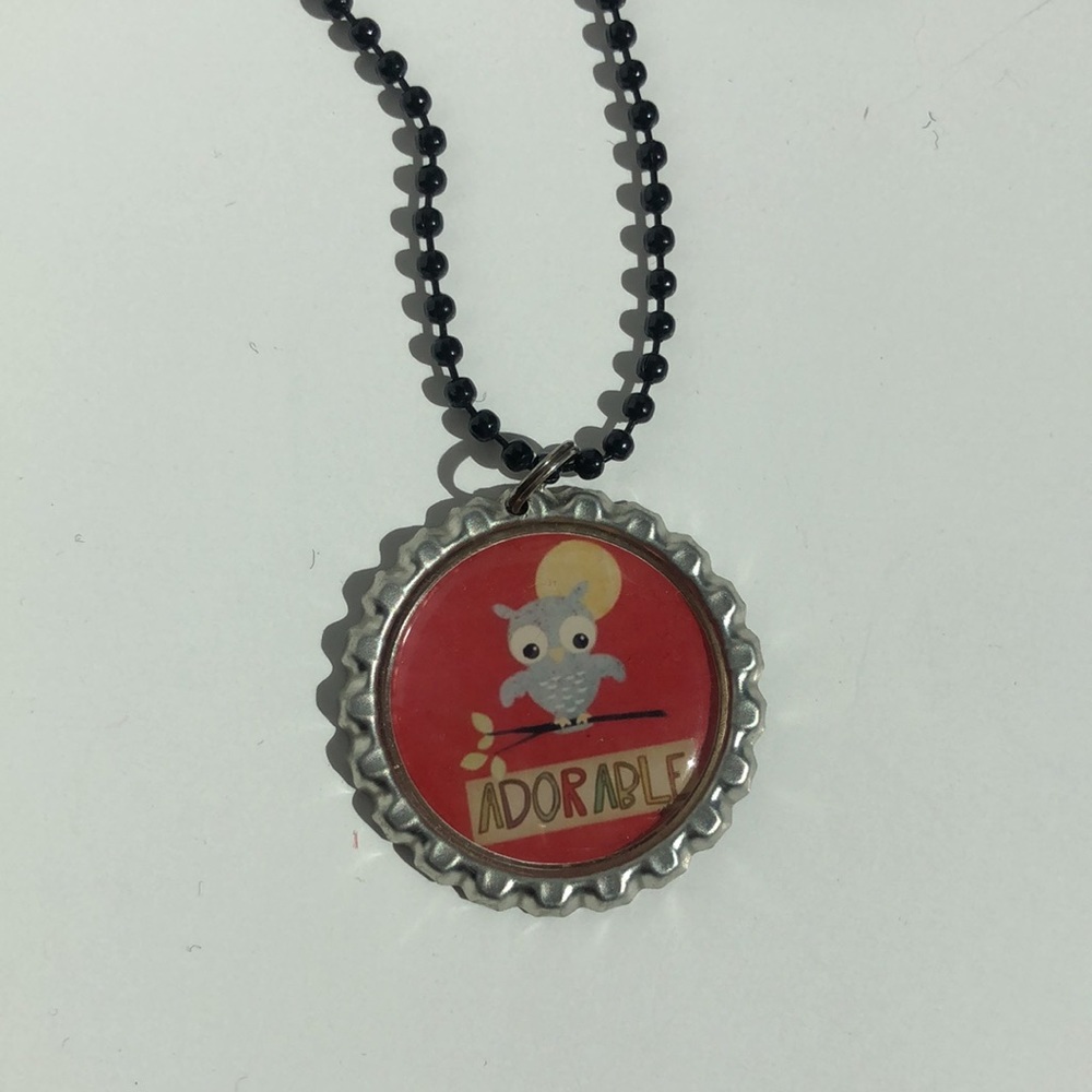 Bottle cap pendant🍭black ball & chain necklace
